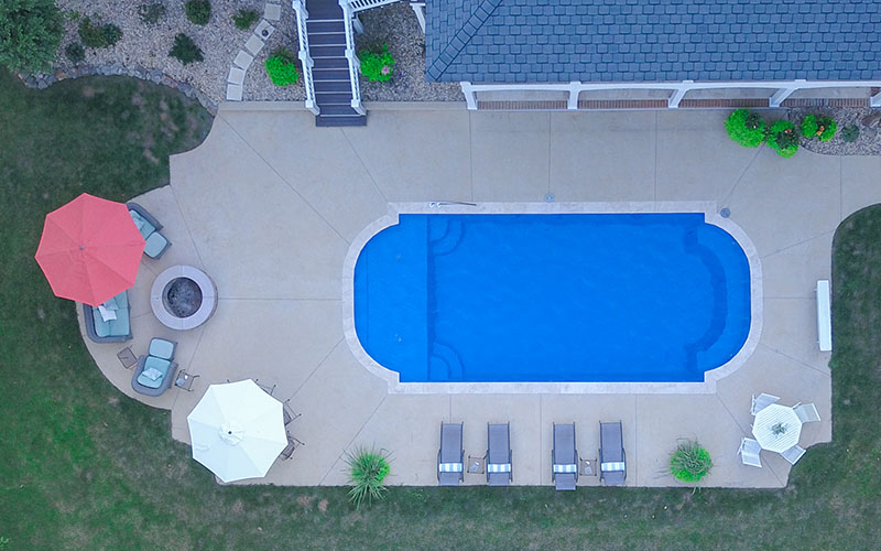 Aerial View Of Fiberglass Pool Installation